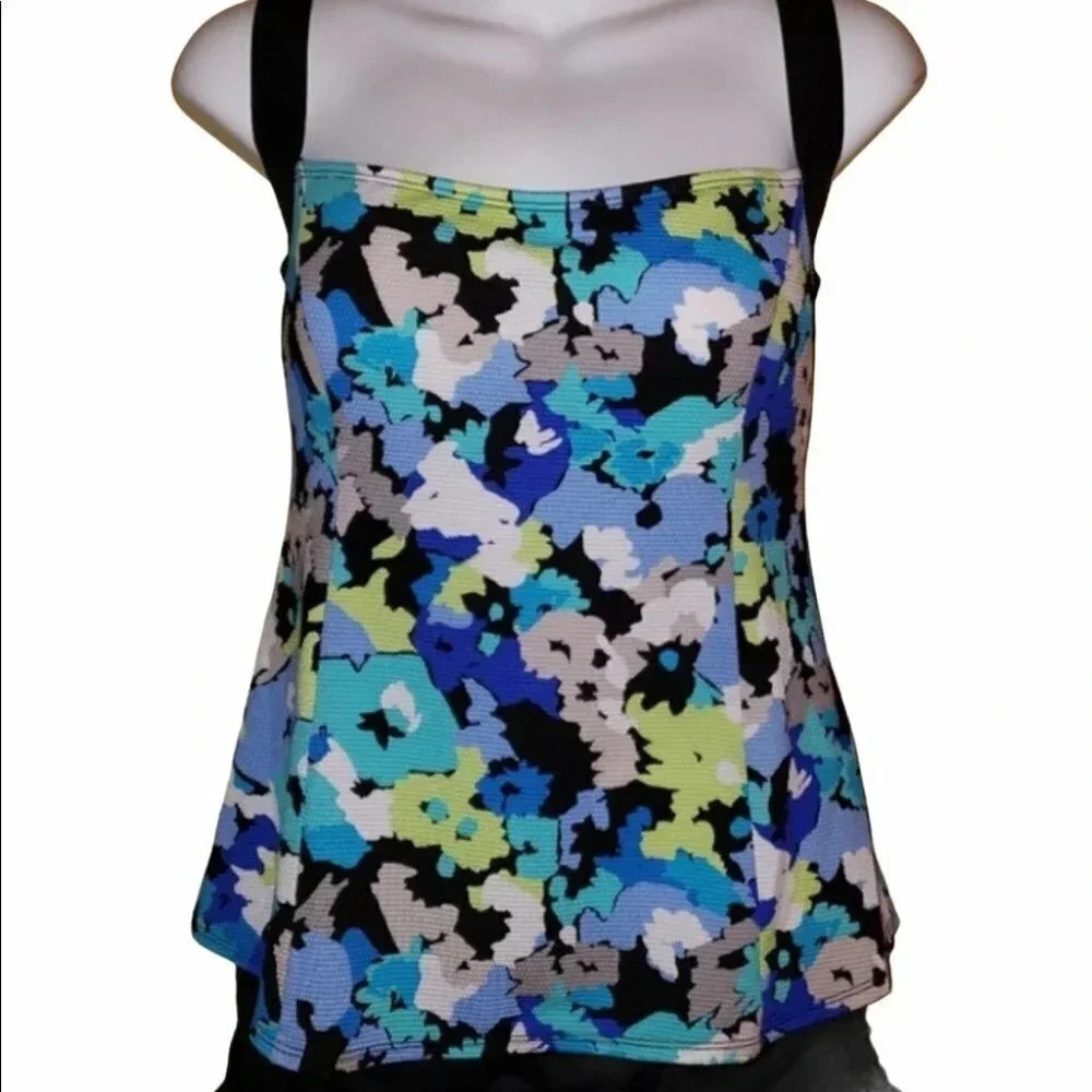 Beach‎ House M floral print tankini crisscross back